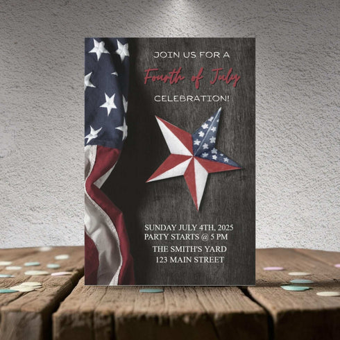 Personalized Fourth of July Stars Invitation